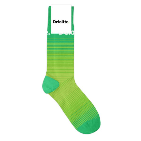 Flat View of Quick Ship Custom Sock for Deloitte Rush Project