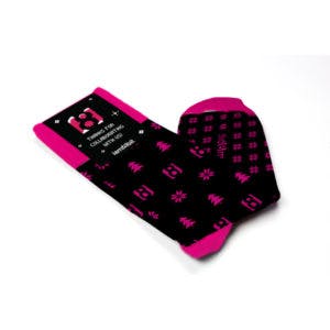 Custom socks for Iam8bit by Sock Club featured with custom packaging 