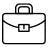 black and white icon of a briefcase representing corporate merch