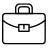 black and white icon of a briefcase representing corporate merch