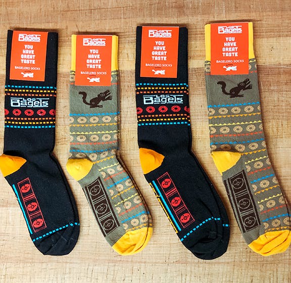 Custom socks for Los Bagels bakery in California 