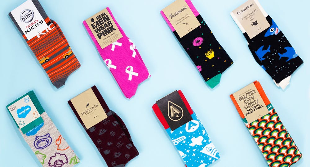 Custom branded socks are the perfect solution for company swag 