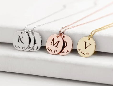 Metal engraved necklaces personalized gift