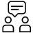 Icon of two people talking to each other to illustrate the concept of word of mouth marketing