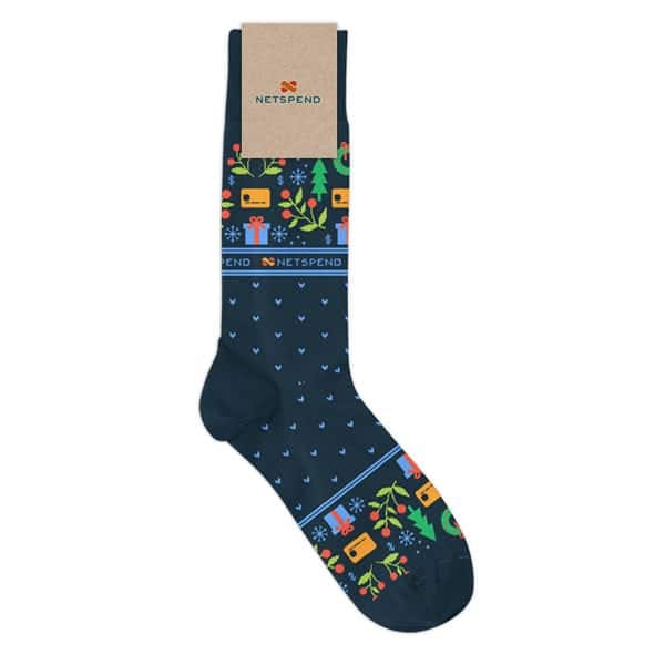 Netspend custom socks for employee holiday gift 
