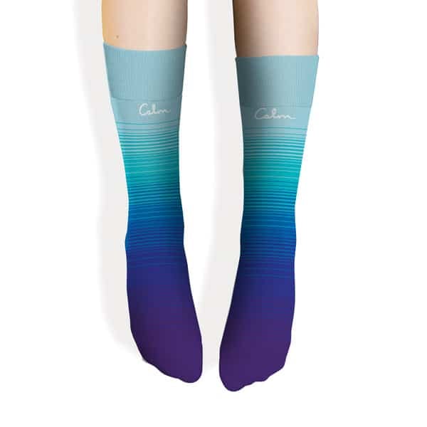 Custom socks for Calm by Sock Club front view 