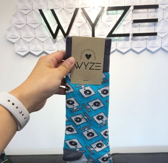 Custom Socks for Wyze Labs Branded Trade Show Giveaways and Event Swag