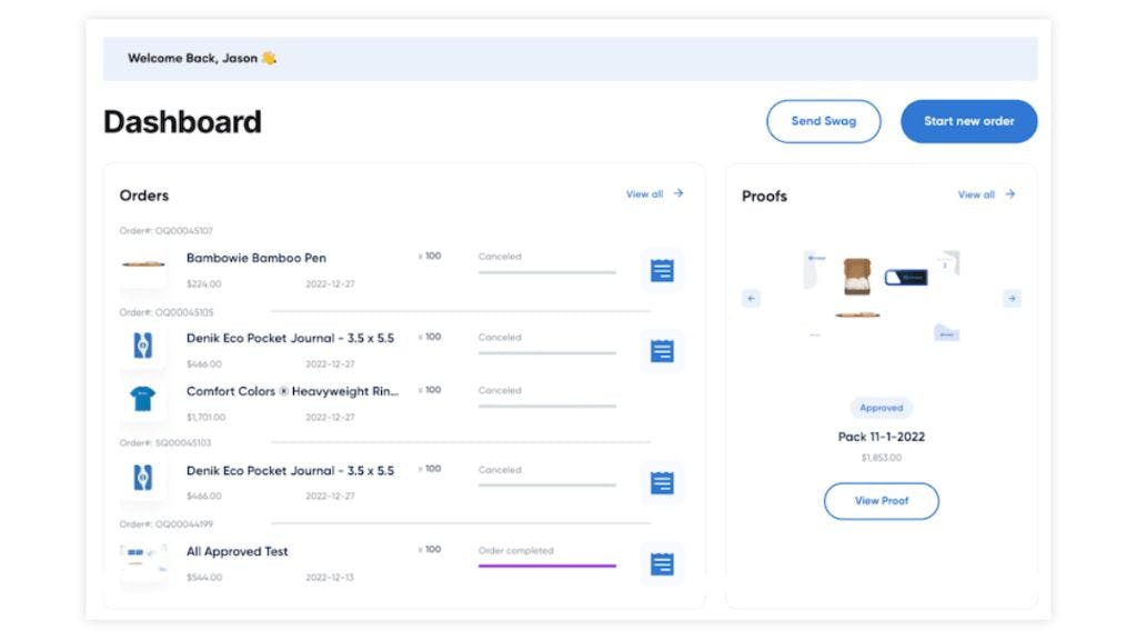 Screenshot of a company store created by SwagUp