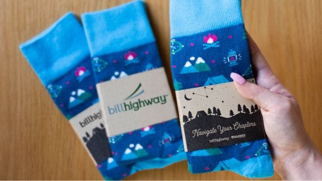 Custom sock designs showing how you can order custom socks in bulk and customize the packaging for different recognition initiatives