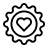 Icon of a heart in a gear showing the personalization that is possible with custom wedding socks