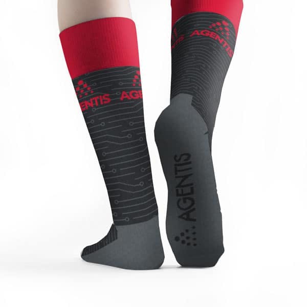 Custom socks for agentis, swag for brand promotion and awareness