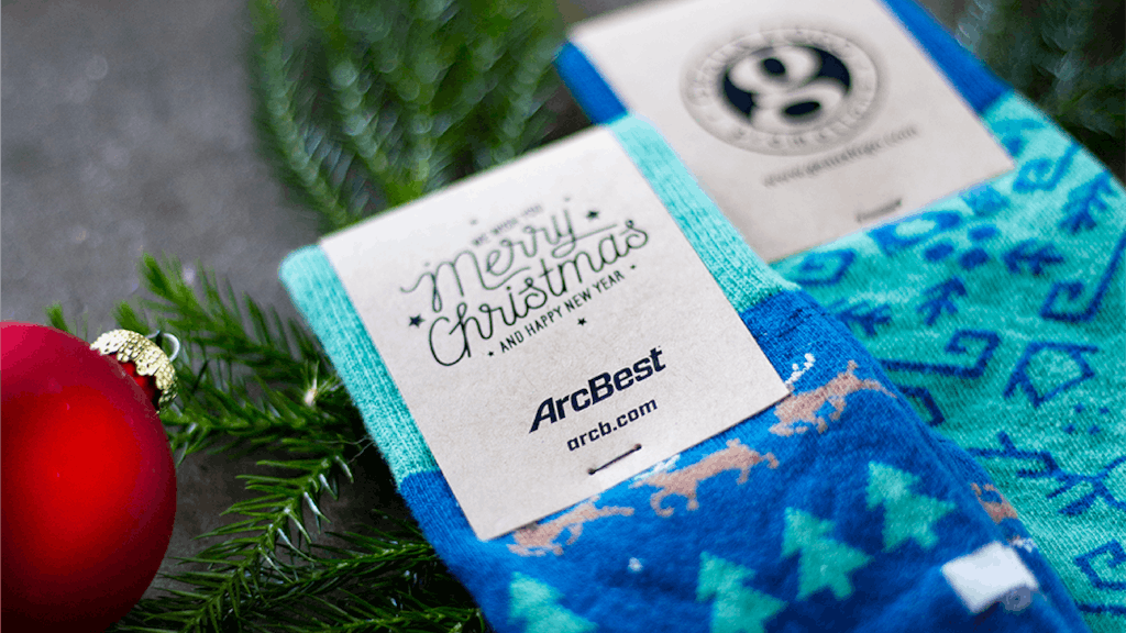 Blue and green custom holiday socks