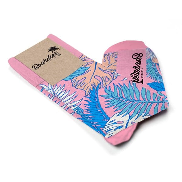 Custom socks for Boardies by Sock Club with custom packaging 