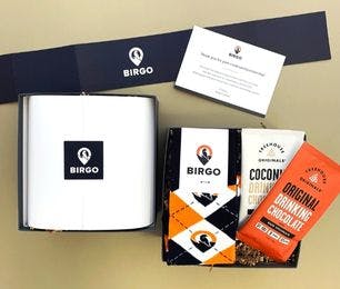 Branded argyle socks for Birgo in a custom corporate gift box designed by Teak & Twine