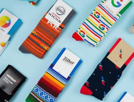 custom socks with logo on light blue background google american and zilker custom socks