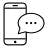 Icon of a phone with a text message bubble showing that custom socks are a great conversation starter