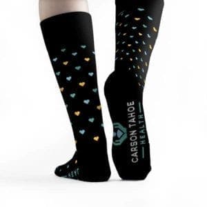 Custom socks for Carson Tahoe Health rear view 
