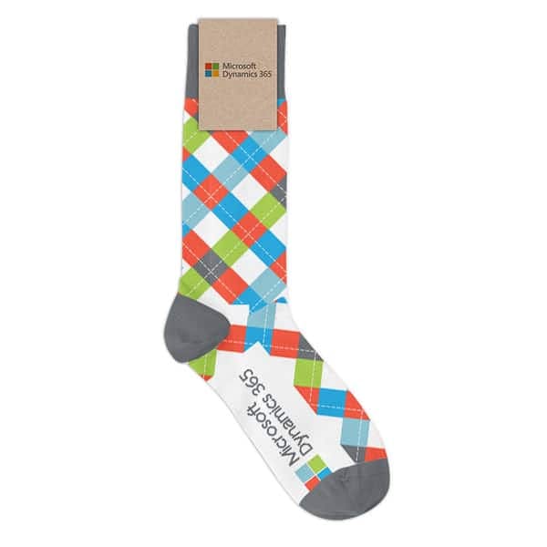 Microsoft Dynamics 365 custom socks for trade show giveaway 
