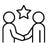Two people icons shaking hands to indicate increasing customer loyalty