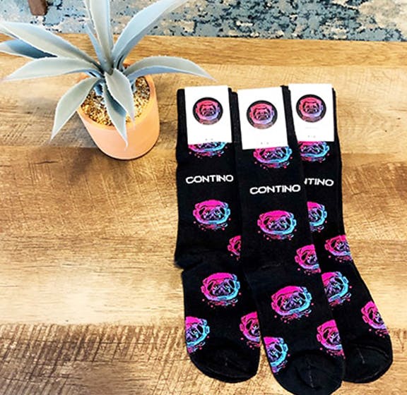 Custom Socks for Contino Branded Trade Show Giveaway and Event Swag