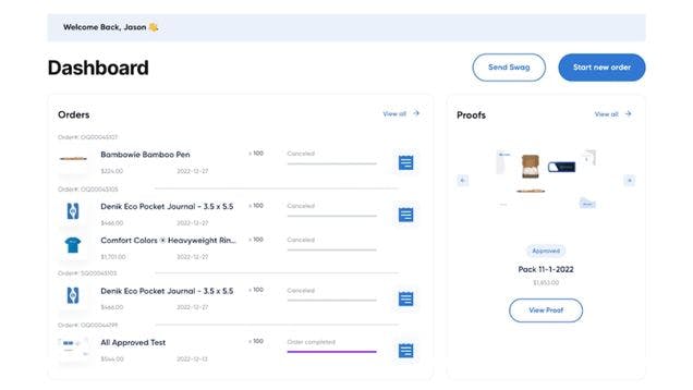 Screenshot of a company store created by SwagUp