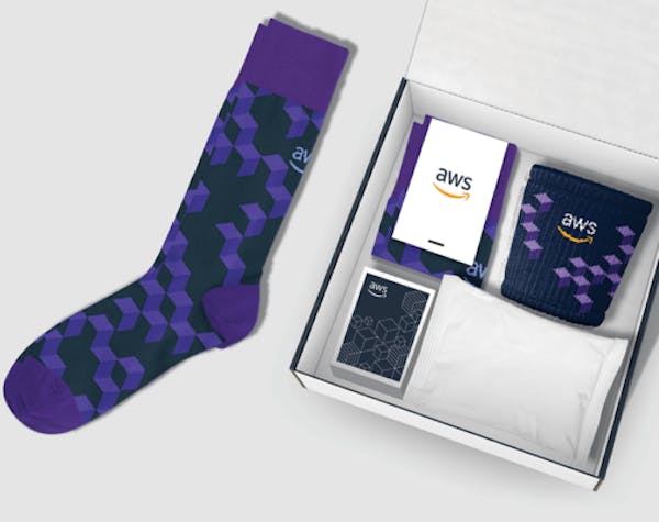 custom dress socks in custom swag box for amazon employees