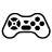 black and white icon of a video game controller representing gaming merch