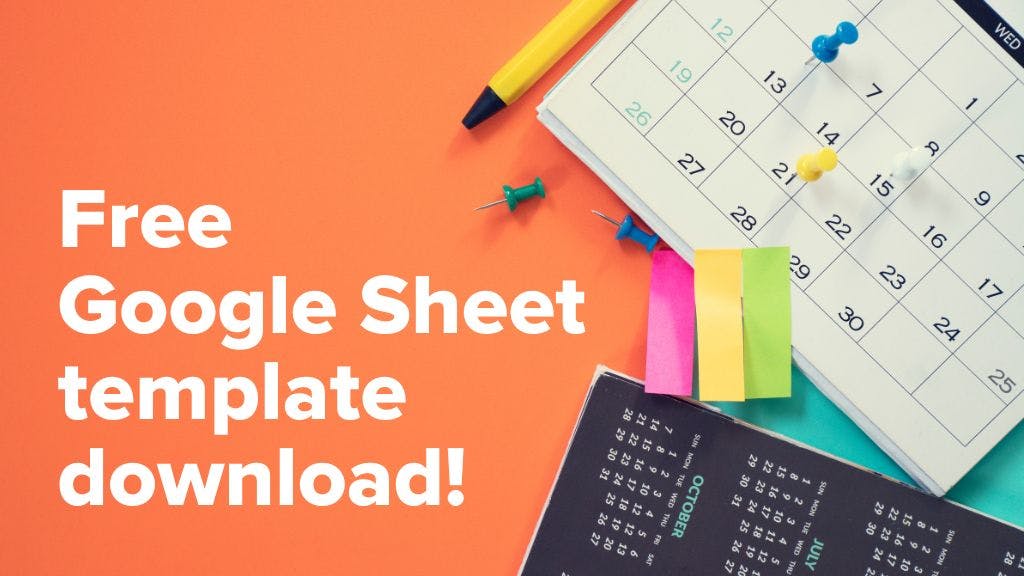 Image showing a calendar and some sticky notes promoting our free google sheets download for a trade show planning checklist