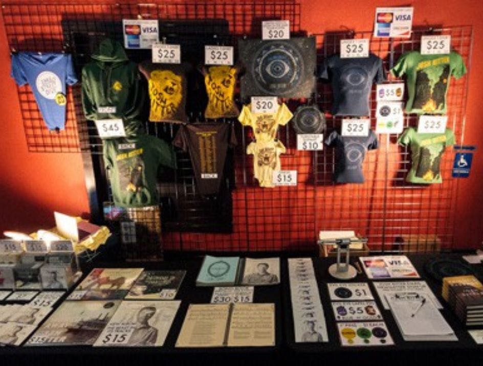 Josh Ritter's tour merchandising display