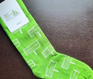 Custom branded socks for donor gifts for the evergreen donors of the Mabel Wadsworth Center