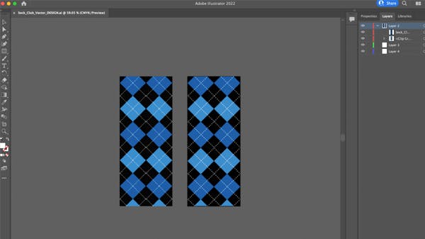 custom sock design tempalte in Adobe Illustrator 