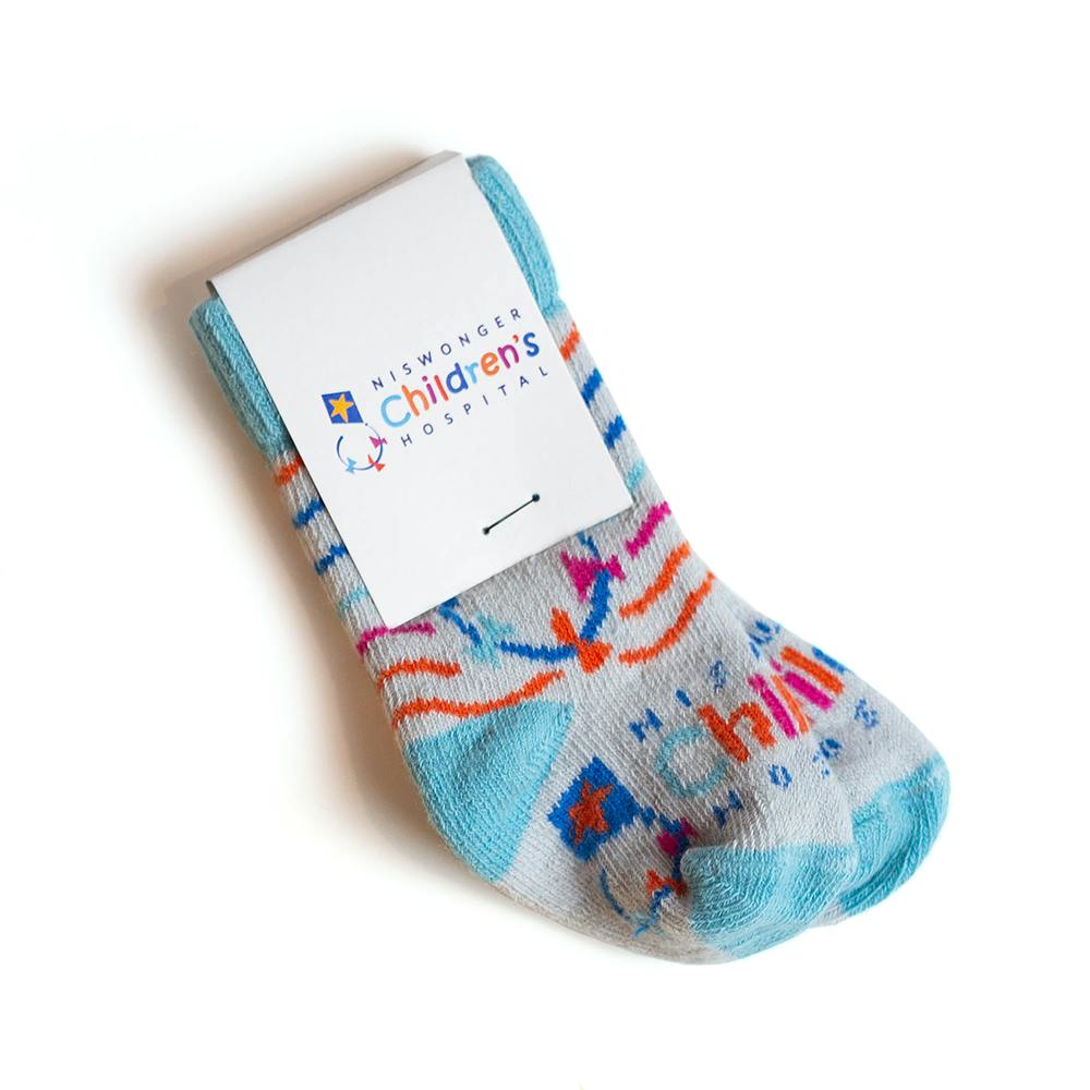custom baby socks in blue