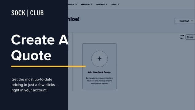 A screenshot of a video showing how to create a quote in your Sock Club user account