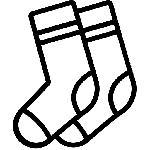 illustrated outline pair of black socks icon