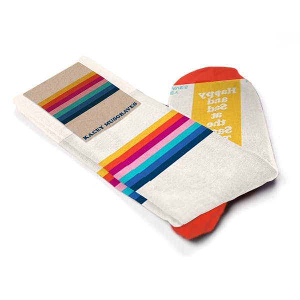 Custom socks for Kacey Musgraves by Sock Club with custom packaging 