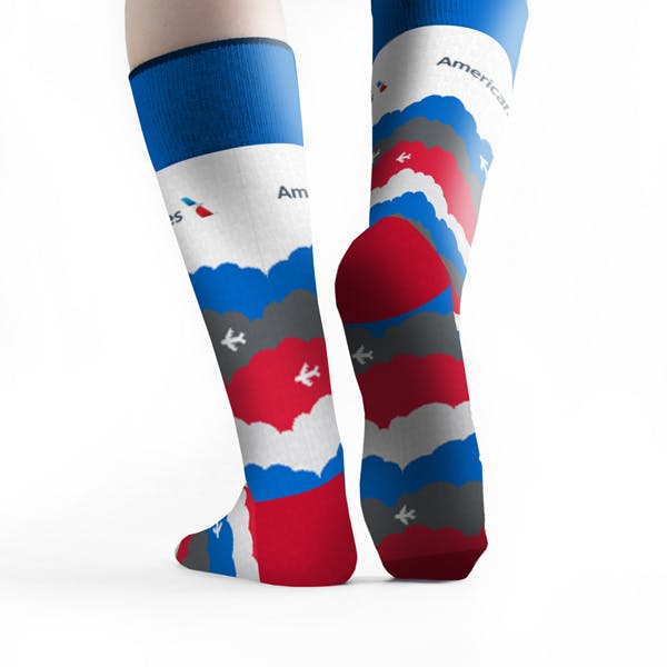 Bottom View of a custom sock that American Airlines created for a trade show giveaway