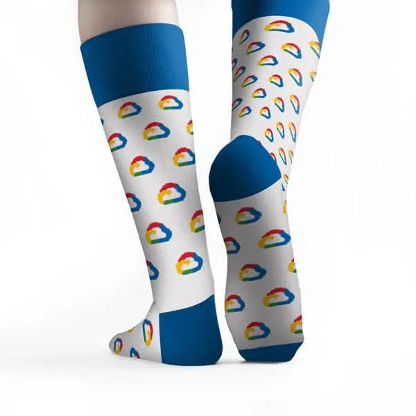 Custom socks for Google Cloud by Sock Club rear view 