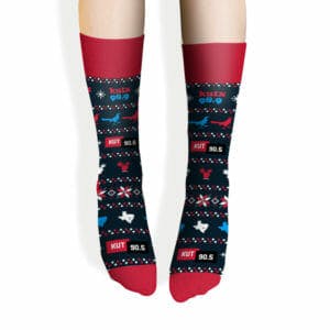 Custom socks for KUT by Sock Club front view