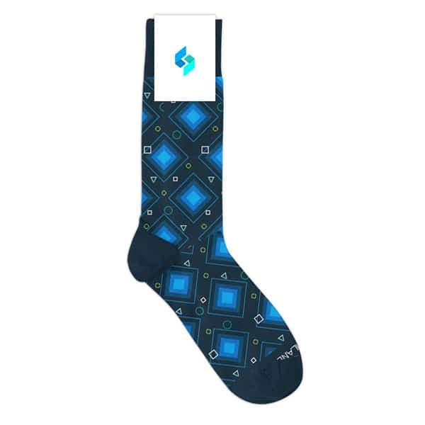 Swimlane custom socks for company swag 