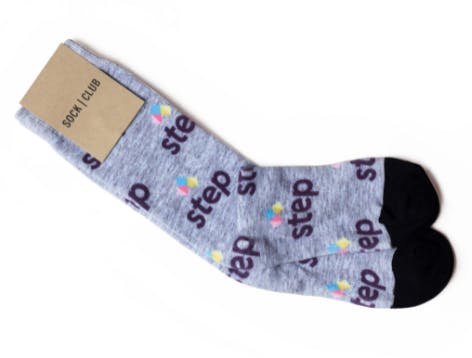 Grey custom printed socks with logo