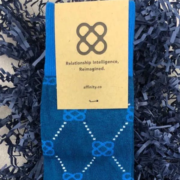 Blue argyle Affinity custom logo socks