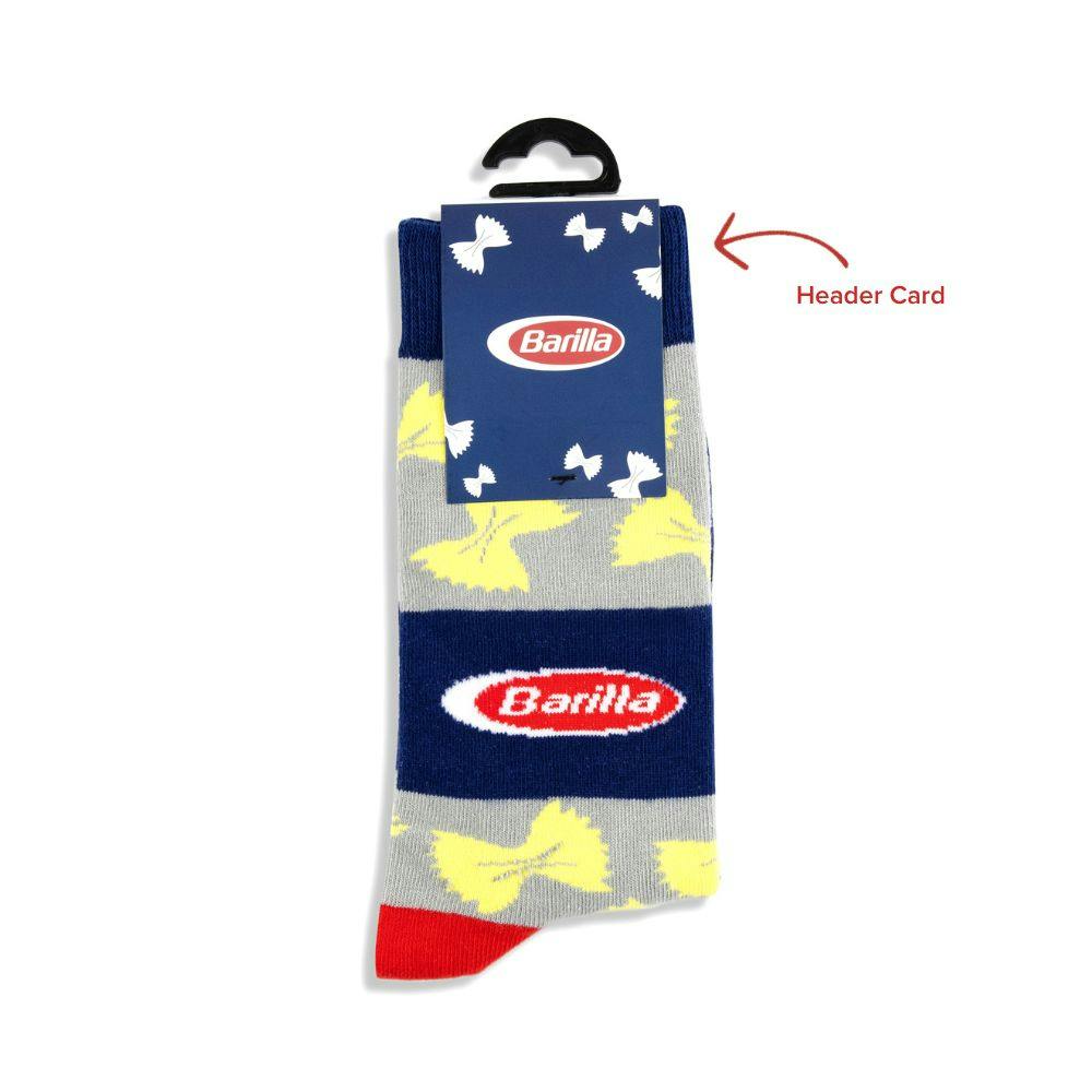 Cheap Custom Socks that have been customized with the Barilla logo