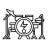 black and white icon showing a band setup representing music merch
