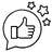 Icon of a thumbs up inside of a speech bubble with stars surrounding it to illustrate the concept of a positive image