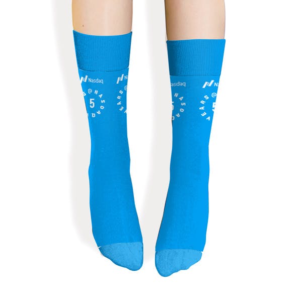 Front view of a custom sock for the Nasdaq 5 years program
