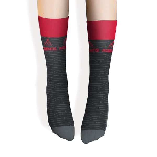 Custom socks for agentis, swag for brand promotion and awareness