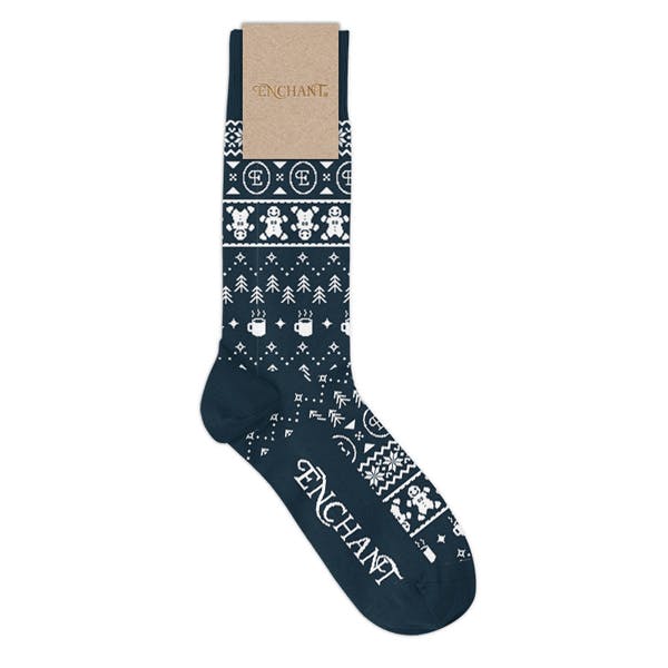 Enchant Christmas custom socks by Sock Club with custom sock packaging 