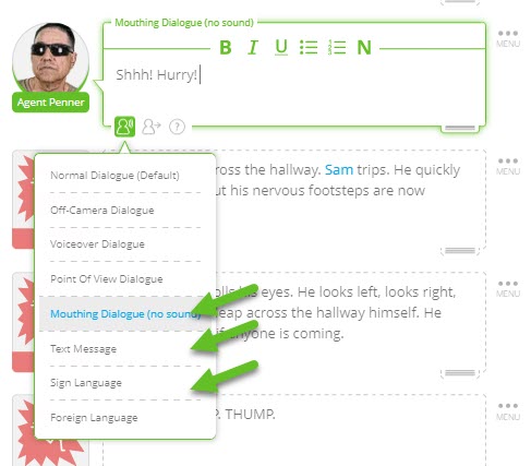 Een voorbeeld van een scenario met weinig tot geen dialoog