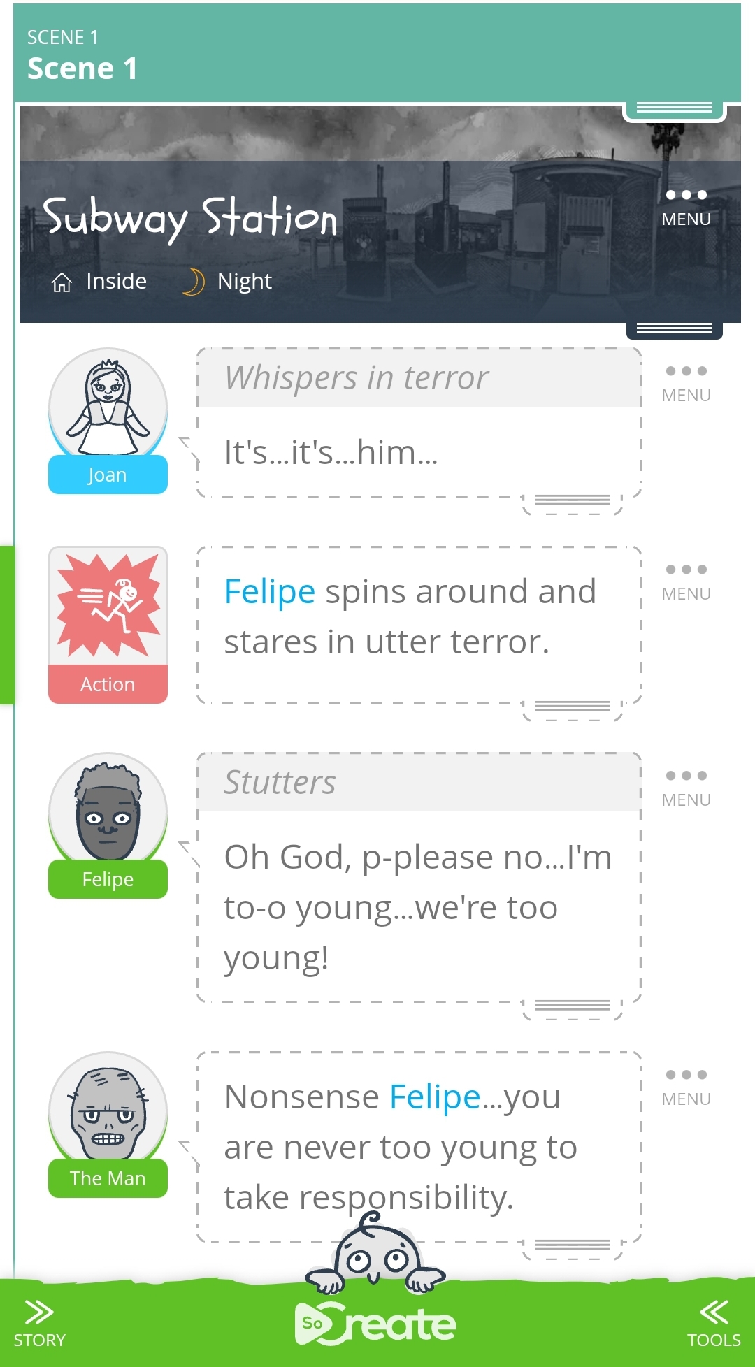 A sample of Elena Chin's screenplay for the writing challenge, 'Escape the Subway.'