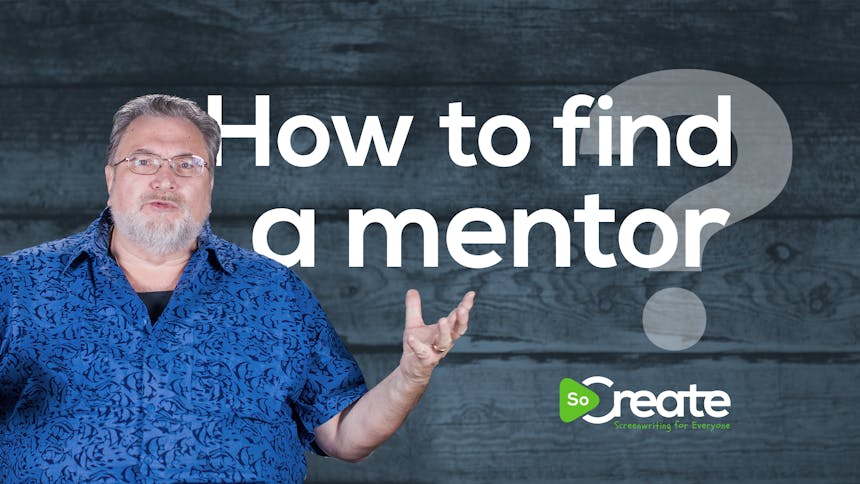 Jonathan Maberry sobre un gráfico que dice "Cómo encontrar un mentor"